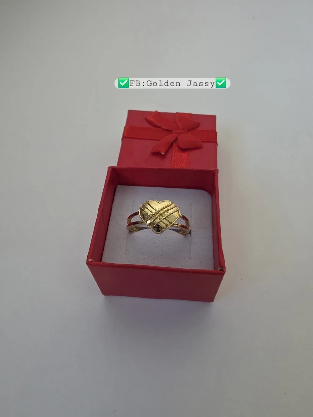 18K Real Gold Heart Ring 6